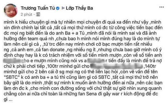 Sena tuyệt vọng, van xin cho mình con đường sống sau lùm xùm fan cuồng chửi bới Thầy Giáo Ba - Ảnh 3.