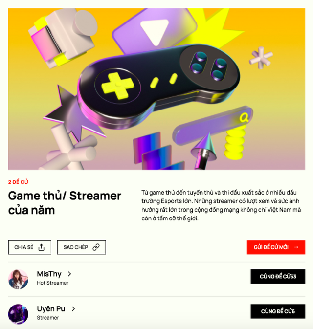 Hé lộ những cái tên đầu tiên xuất hiện trong danh sách đề cử Game thủ/ Streamer tại WeChoice Awards 2020 - Ảnh 1. Hé lộ những cái tên đầu tiên xuất hiện trong danh sách đề cử Game thủ/ Streamer tại WeChoice Awards 2020 - Ảnh 1.