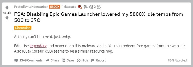 Epic Games gây họa khiến CPU AMD Ryzen nóng lên dù không làm gì cả, anh em có cùng chung cảnh ngộ? - Ảnh 2.
