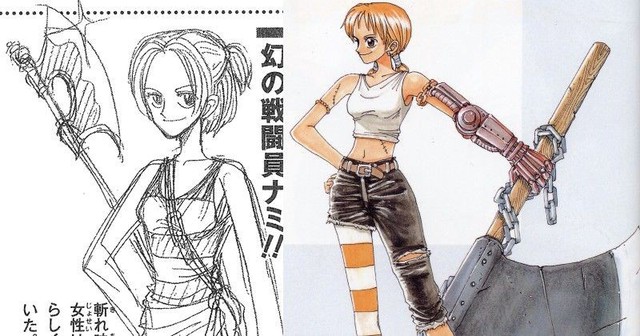 One Piece: Cực sốc khi thấy thiết kế ban đầu của băng Mũ Rơm, Nami có cánh tay giả và dùng rìu - Ảnh 5.
