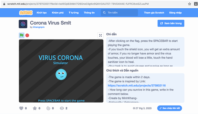 Nghỉ học tránh dịch, game thủ lớp 5 tự thiết kế tựa game đánh nhau với virus SARS-CoV-2 - Ảnh 1.