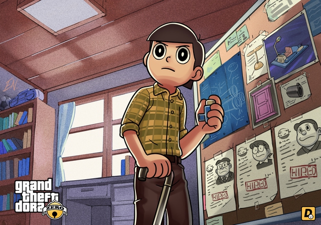 Xem lại loạt tranh kinh điển Grand Theft Dora, khi hội Doraemon gia nhập thế giới băng đảng GTA - Ảnh 6.