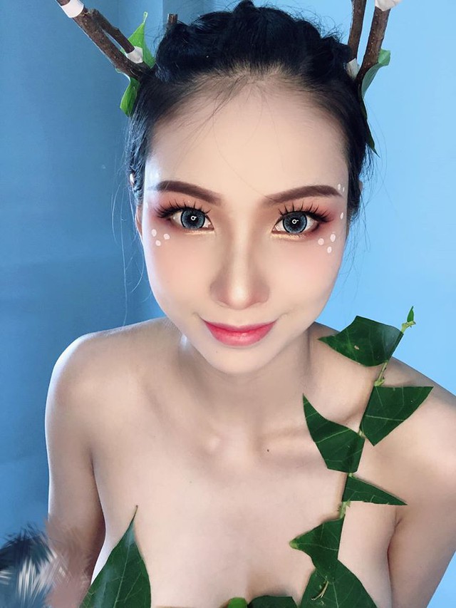 Chỉ cần lá và băng keo, nữ cosplayer gợi cảm khiến cộng đồng DOTA 2 Việt xịt máu mũi - Ảnh 6.