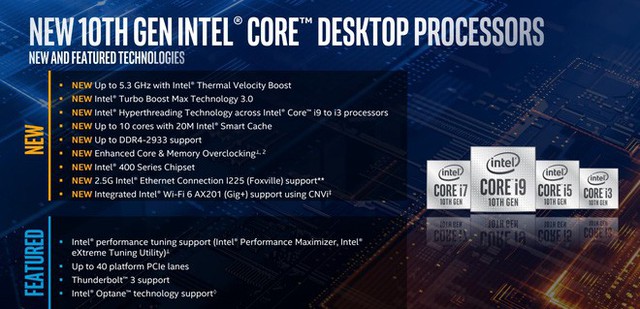 Intel trình làng Core i thế hệ 10: tên mã Comet Lake-S, vẫn 14nm nhưng đã chạm mốc 10 nhân 20 luồng trên dòng PC phổ thông - Ảnh 1.