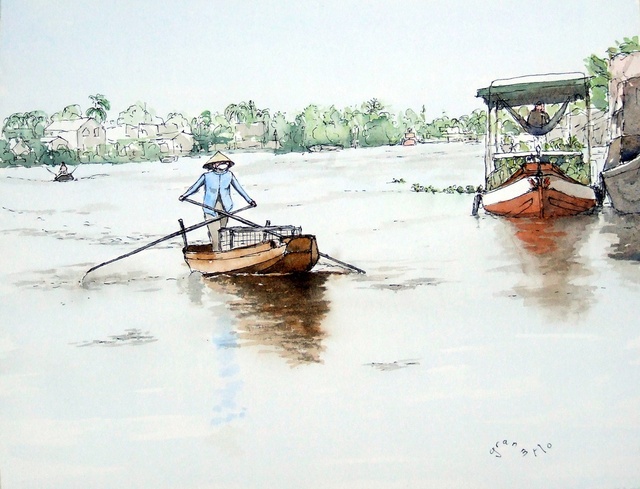 Bộ tranh đẹp quá Việt Nam ơi được vẽ bởi họa sĩ người Pháp, cộng đồng mạng quốc tế thích thú ngắm nhìn một nơi bình dị, an yên nhưng rất tươi đẹp - Ảnh 8.