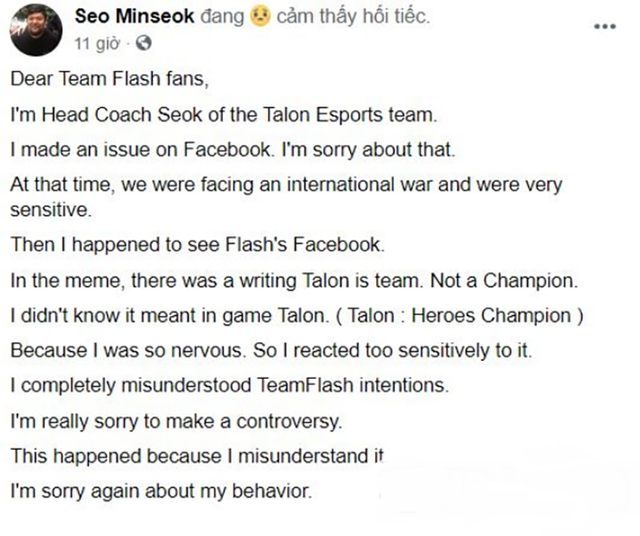 HLV trưởng của Talon Esports lên tiếng xin lỗi Team Flash về hành động lăng mạ đại diện VCS - Ảnh 4.