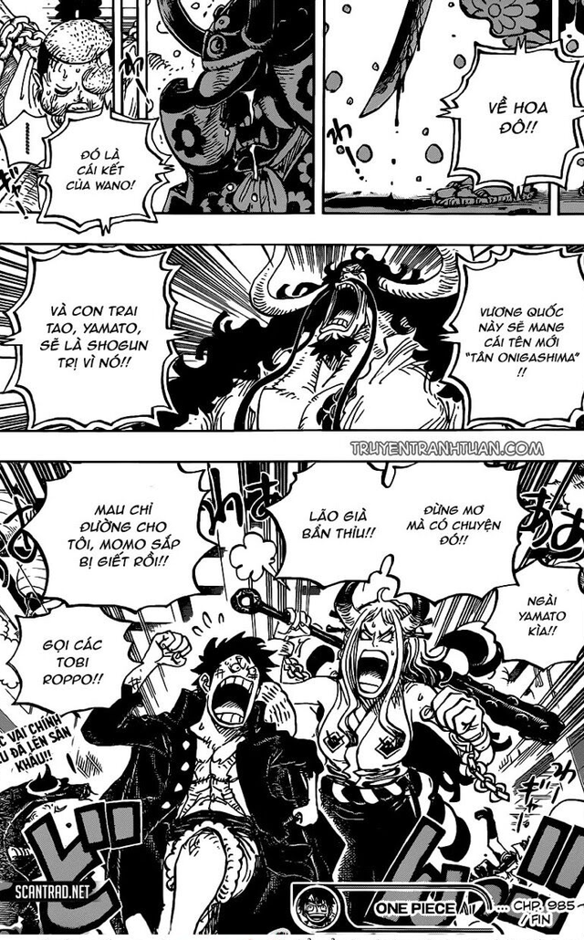 Dự đoán One Piece chapter 986: Luffy cùng Yamato đụng độ Tobi Roppo, Kanjuro đã bị Kiku giết chết? - Ảnh 1.