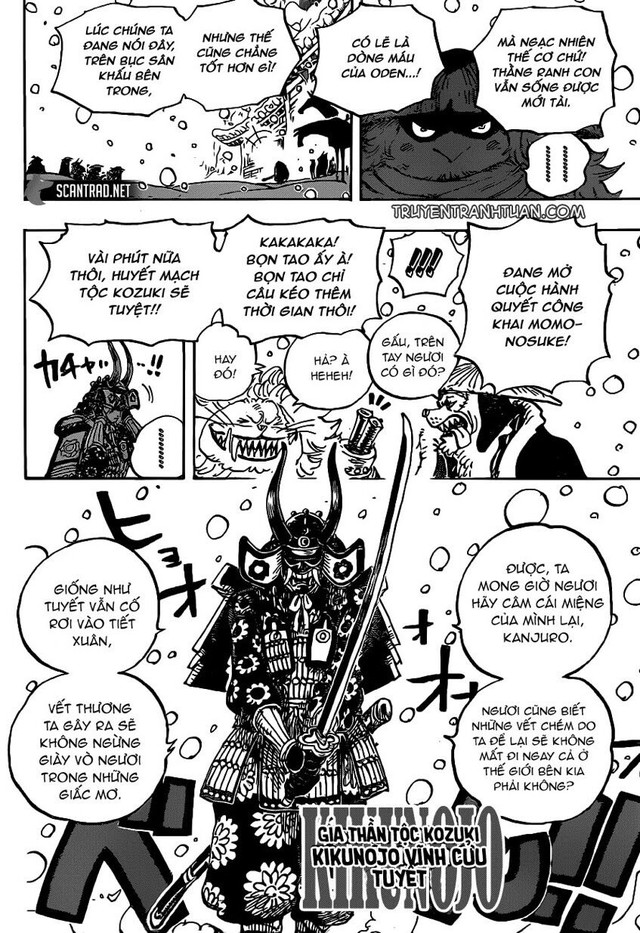 Dự đoán One Piece chapter 986: Luffy cùng Yamato đụng độ Tobi Roppo, Kanjuro đã bị Kiku giết chết? - Ảnh 4.