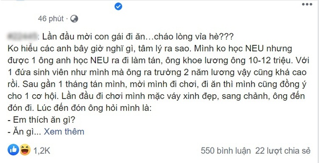 Bảo bạn trai Em ăn gì cũng được trong buổi hẹn hò đầu, cô gái bức xúc, lên mạng bóc phốt sau khi được dẫn đi ăn cháo lòng - Ảnh 1.