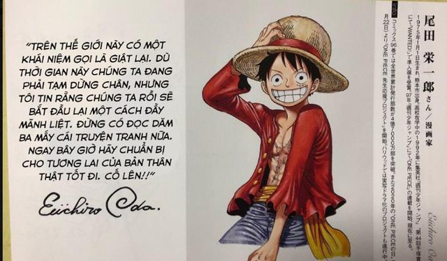 Tác giả Oda của One Piece khuyên fan ngừng đọc truyện lại mà hãy chuẩn bị cho tương lai của mình đi - Ảnh 1.