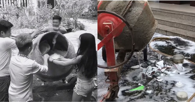 Sáng tạo ra phương pháp rửa bát đũa bằng máy trộn bê tông và máy giặt, Youtuber nhận mưa gạch đá từ phía cộng đồng mạng - Ảnh 1.