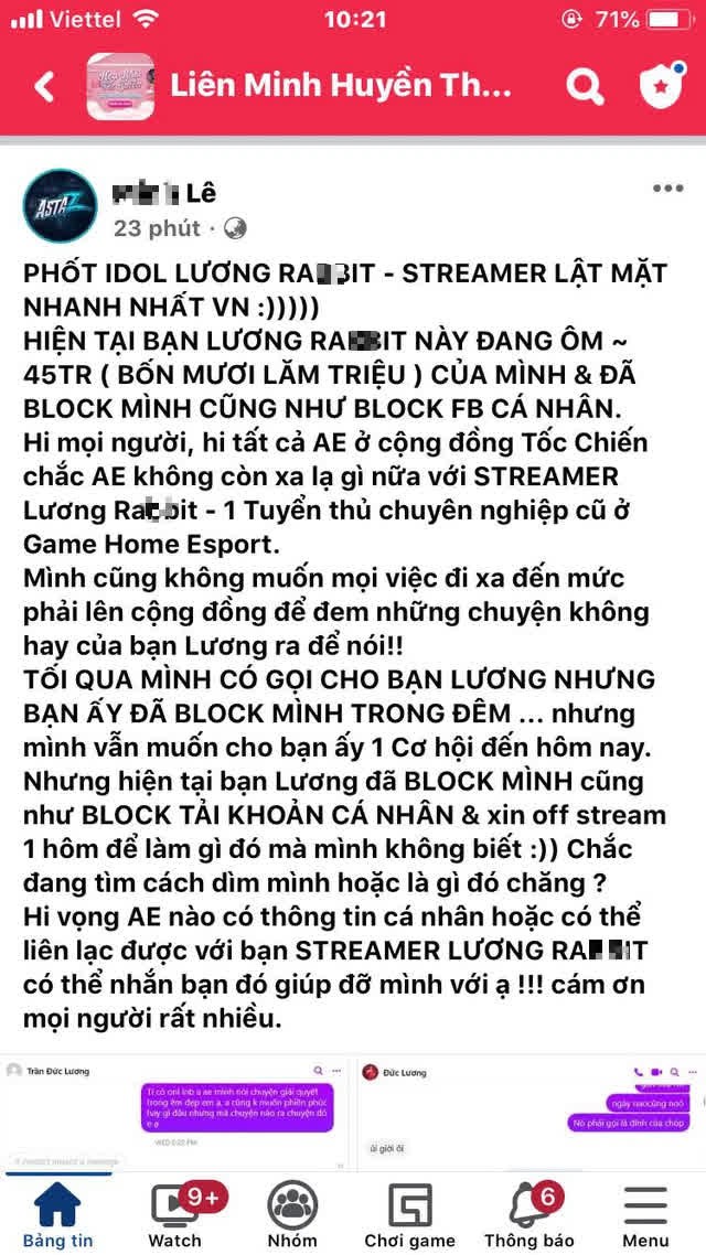 Tuyển thủ/Streamer Tốc Chiến có dính líu đến ông hoàng “tráo trở” bị bóc phốt lật mặt, quỵt hàng chục triệu - Ảnh 1.