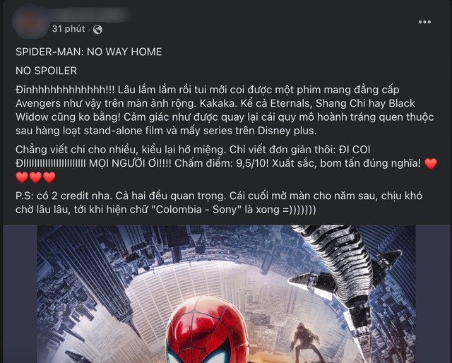 MXH Việt Nam và thế giới bùng nổ lời khen cho No Way Home, đây là bộ phim hay nhất về Spider-Man của MCU - Ảnh 15.