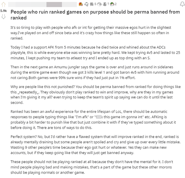 Game thủ LMHT yêu cầu Riot cấm vĩnh viễn những kẻ phá game trong rank, cộng đồng ngán ngẩm vô ích thôi - Ảnh 2.