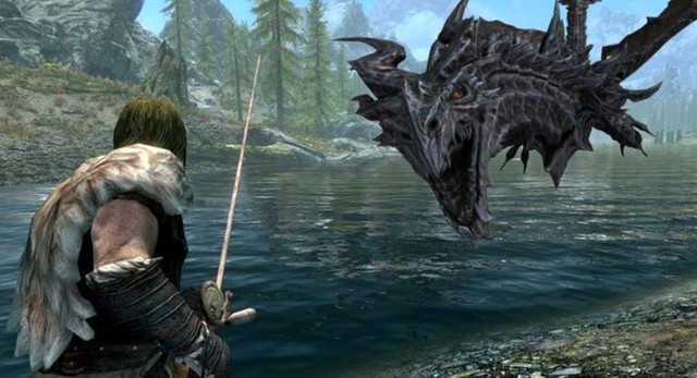 Xuất hiện siêu nhân, phá đảo Skyrim chỉ với một chiếc cần câu cá - Ảnh 1.