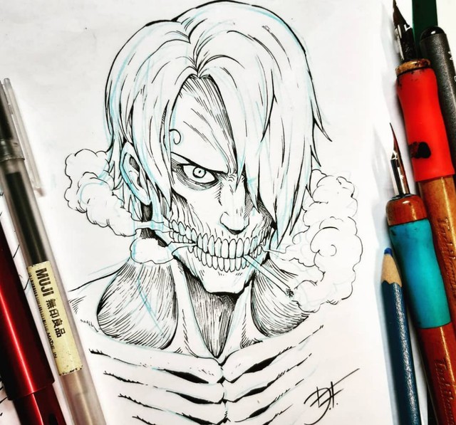 Mãn nhãn trước những hình ảnh siêu ngầu khi các nhân vật One Piece biến thành các Titan trong Attack on Titan - Ảnh 5.