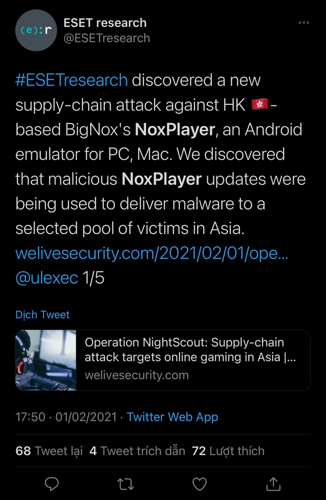 Cảnh báo! Nghi vấn NoxPlayer bị kẻ xấu tấn công, chèn mã độc để ăn cắp thông tin người dùng - Ảnh 1.