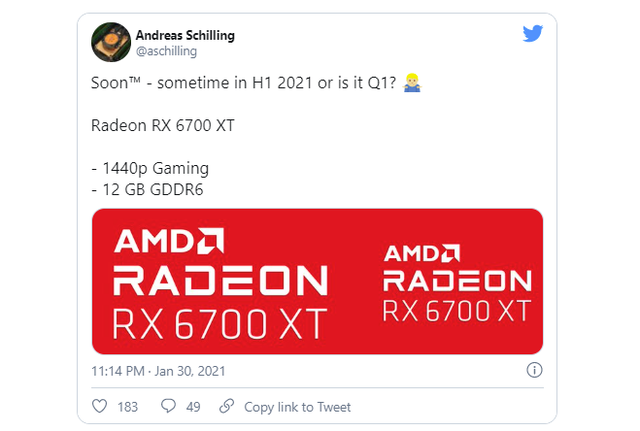 Không để đại kình địch NVIDIA RTX 3060 tung hoành, AMD rục rịch ra mắt RX 6700 XT với 12GB GDDR6 - Ảnh 2.