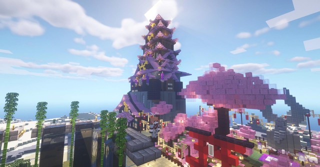 game thủ tự xây thành phố Inazuma trong Minecraft Photo-1-16265872345941735775038