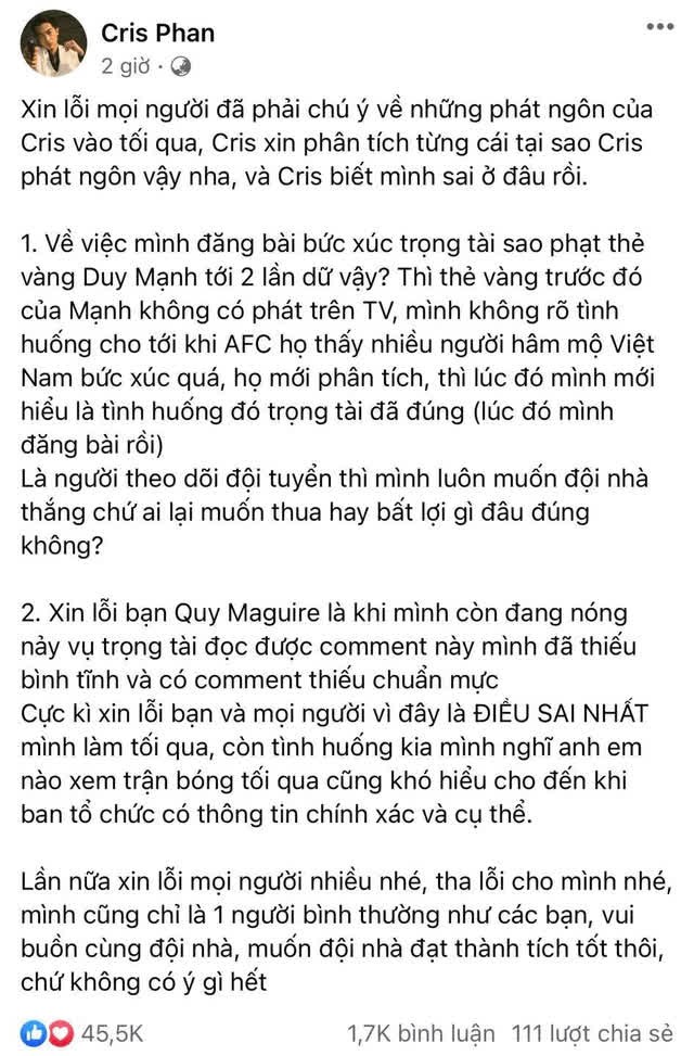 Cris Phan đăng đàn xin lỗi fan vì phát ngôn lúc nóng nảy, Zeros “hồi tưởng ngay về quá khứ bị ban không thương tiếc  - Ảnh 2.