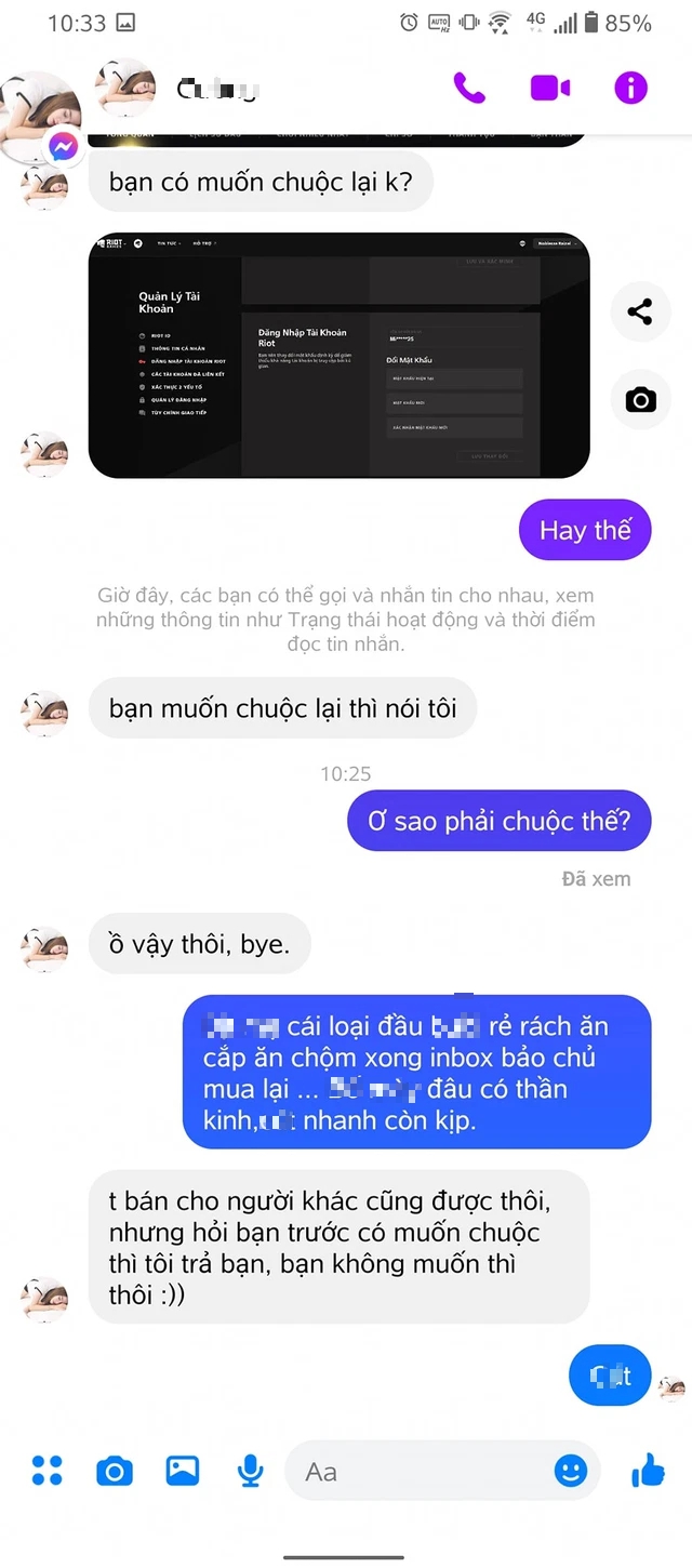 Lừa đảo tài khoản MOBA xong nhắn tin cho nạn nhân hỏi “có chuộc không”? Bị chửi còn phản ứng thế này đây - Ảnh 2.