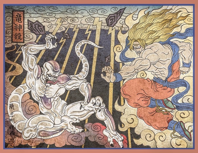 Satisfied with the series of photos of the top battles in Dragon Ball and One Piece recreated in Ukiyoe style - Photo 3.
