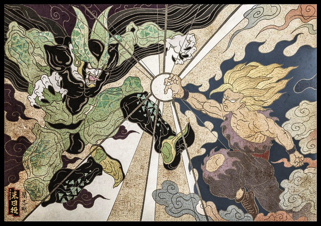 Satisfied with the series of photos of the top battles in Dragon Ball and One Piece recreated in Ukiyoe style - Photo 4.