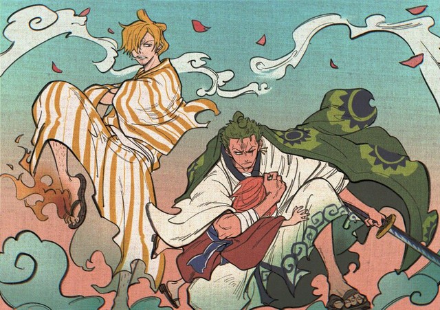 Delighted with a series of photos of the top battles in Dragon Ball and One Piece recreated in Ukiyoe style - Photo 7.