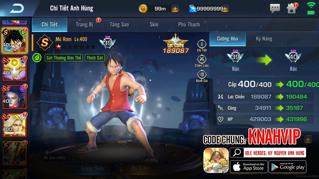 Vua hải tặc Luffy đại náo siêu vũ trụ Idle Heroes - Ảnh 1.