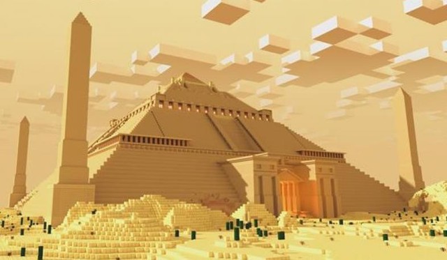 Game thủ 'Minecraft' tốn 1 năm trời để xây dựng Kim tự tháp và sa mạc mênh mông - Ảnh 1.