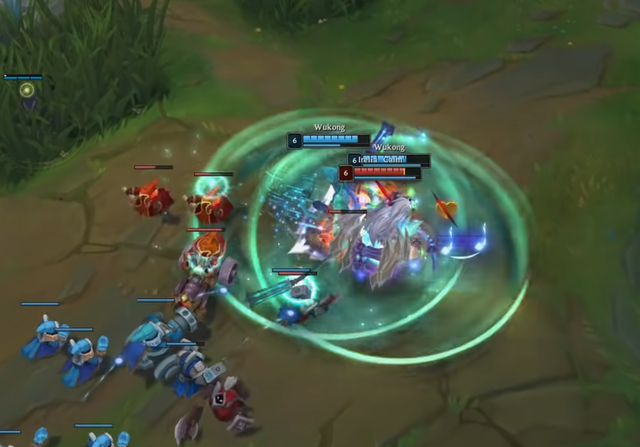 Some champions like Wukong can only deal multi-target damage in a circle around them