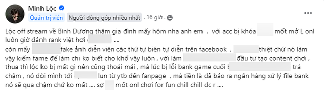 Anh chàng đăng thông báo tạm nghỉ stream vì bị khóa tài khoản và đính chính các thông tin liên quan bản thân