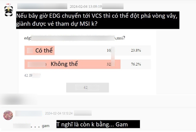 Thậm chí fan LPL cho rằng giờ EDG có qua VCS cũng thua GAM