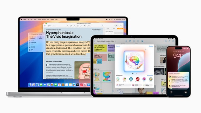 Apple Intelligence — hệ thống trí tuệ cá nhân dành cho iPhone, iPad và Mac — kết hợp các mô hình tạo sinh mạnh mẽ với ngữ cảnh cá nhân để cung cấp trí thông minh cực kỳ hữu ích và phù hợp với người dùng.