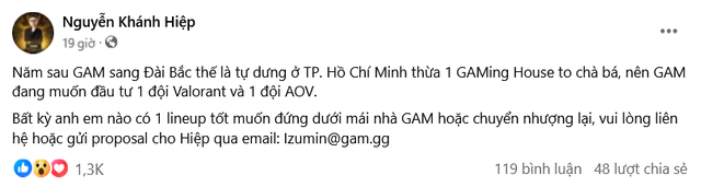 Nhưng theo COO Izumin thì GAM LMHT sẽ rời hẳn khỏi VCS