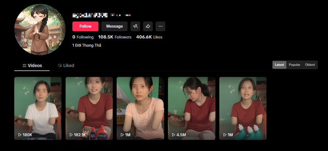 Sử dụng AI, biến thành người khuyết tật để "câu view" bán hàng, kênh TikTok lừa đảo khiến dư luận bức xúc- Ảnh 1. Sử dụng AI, biến thành người khuyết tật để "câu view" bán hàng, kênh TikTok lừa đảo khiến dư luận bức xúc- Ảnh 1.