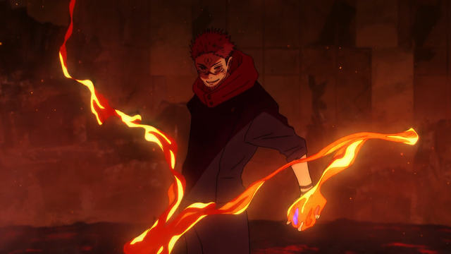 Sukuna uses fire techniques against Jogo in Jujutsu Kaisen season 2 episode 16. fuuga flames 1746512687588 17465126882721705782810