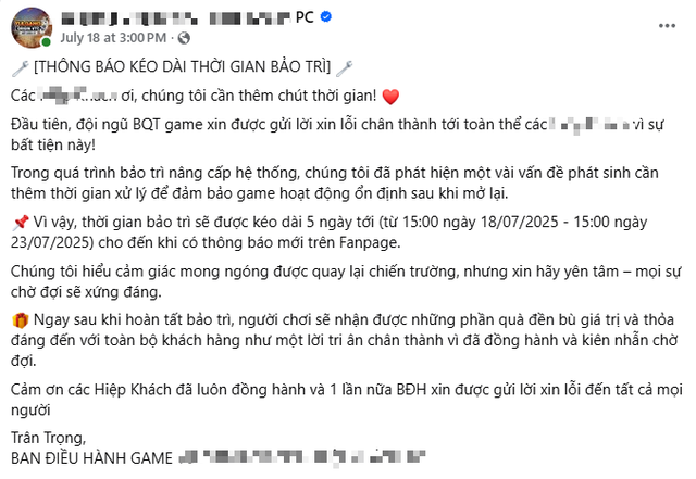 Bảo trì hơn 1 tuần, kéo cả server... Bảo trì hơn 1 tuần, kéo cả server...