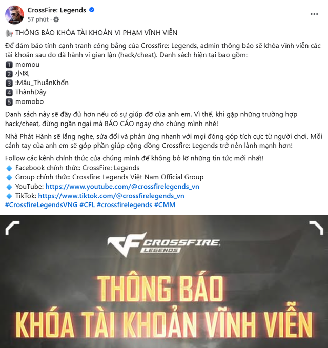CrossFire: Legends thông báo xử phạt tài khoản gian lận