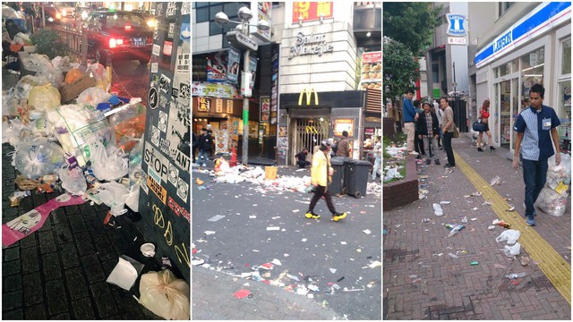 Khu phố sầm uất nhất Nhật Bản ngập trong rác thải sau đêm Halloween