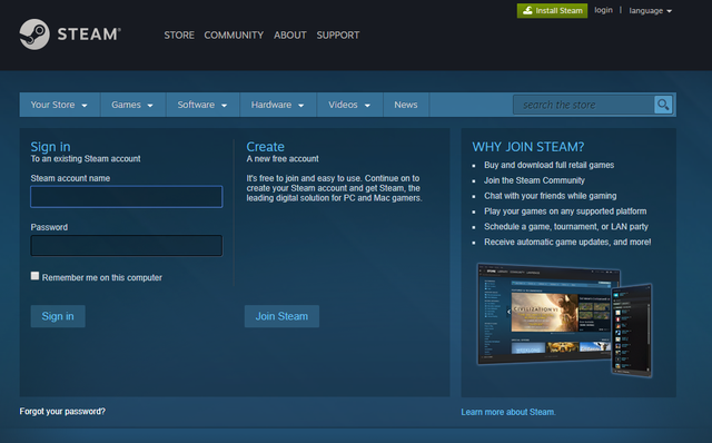  Đăng nhập tài khoản Steam trên trình duyệt web 