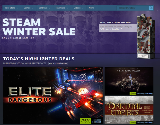 Steam Winter Sale chính thức mở cửa, giá game lại giảm chóng mặt