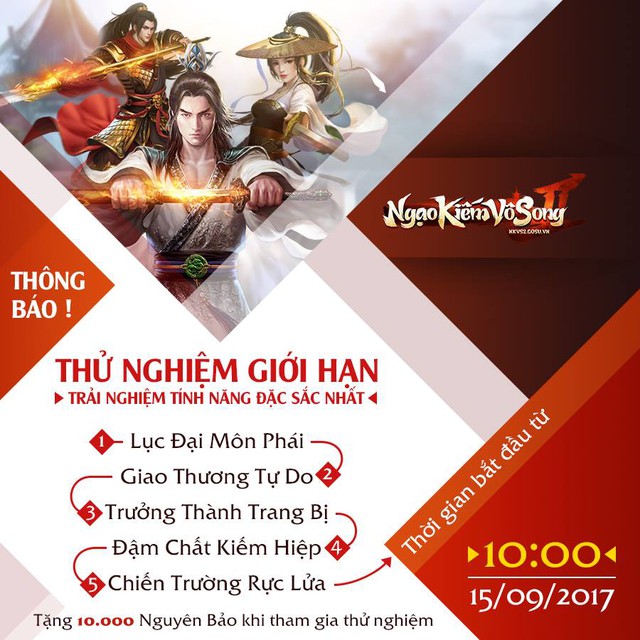 Game Client Ngạo Kiếm Vô Song 2 mở cửa thử nghiệm tại Việt Nam ngày 15/09