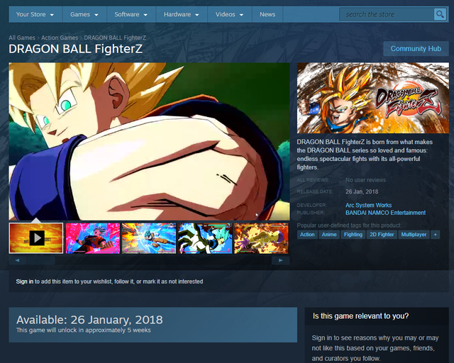 Dragon Ball FigherZ chính thức xuất hiện trên Steam, dự kiến sẽ ra mắt trong 1 tháng nữa