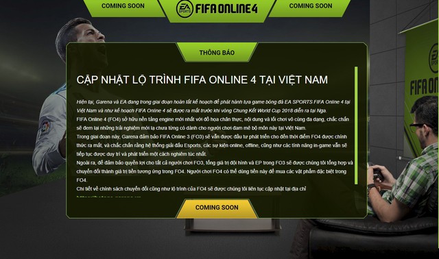  Thông báo phát hành FIFA Online 4 tại Việt Nam từ phía Garena 