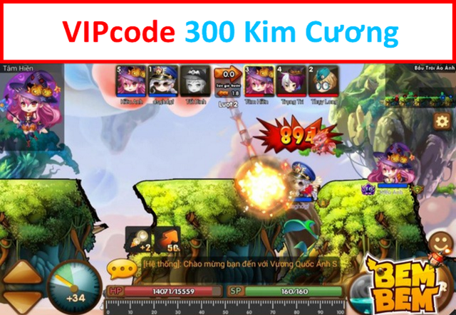 Nhanh tay nhận ngay VIPCode 300 Kim Cương của Bem Bem GO, game chơi cực giống Gunbound