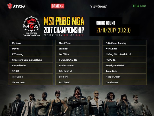 Công bố danh sách chia bảng vòng loại squad online của giải đấu MSI KenhTinGame PUBG 2017