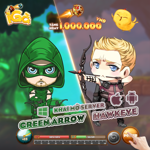 iGà mở sever mới Gà Hawkeye và WP Green Arrow, tặng GiftCode giá trị