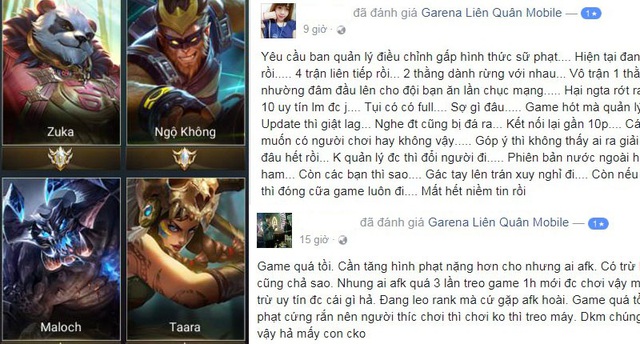 Liên Quân Mobile: Quá bức xúc vì vấn nạn AFK mà nhiều người chơi đánh giá game chỉ ở mức 1 sao