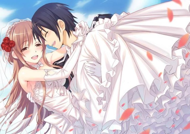  Cặp đôi Kirito và Asuna trong Sword art online luôn khiến người xem ngưỡng mộ vì tình yêu đẹp như mơ của họ. 